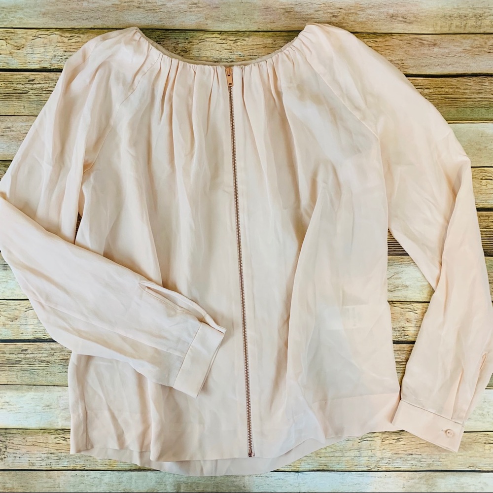 COS Pale Pink Long Sleeve Zip-Front Blouse